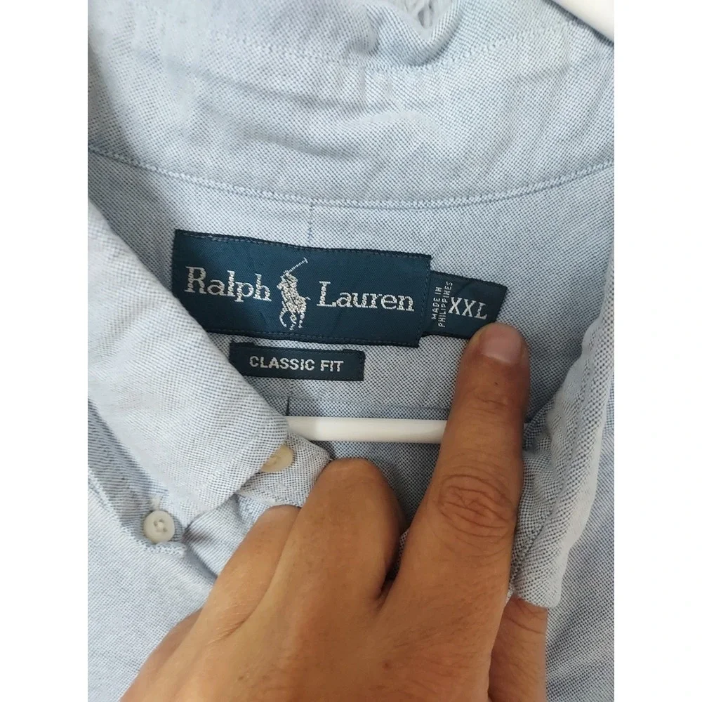 Polo Ralph Lauren Shirt Mens XXL Classic Fit Iconic Chambray Oxford Flesh Pony